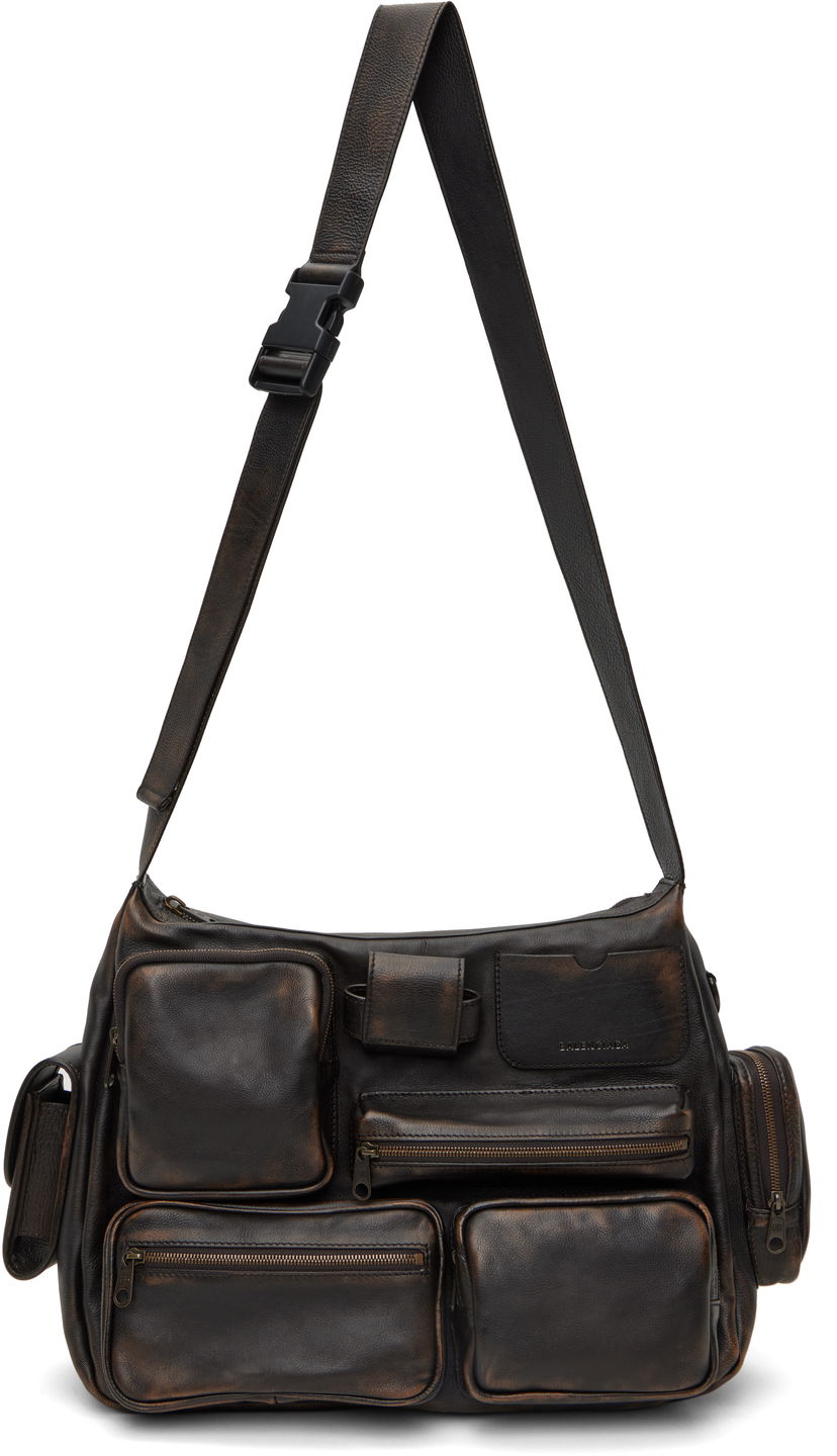 Skuldertaske Balenciaga Balenciaga Superbusy Multi-Pocket Leather Messenger Bag Brun | 7852972ABFZ