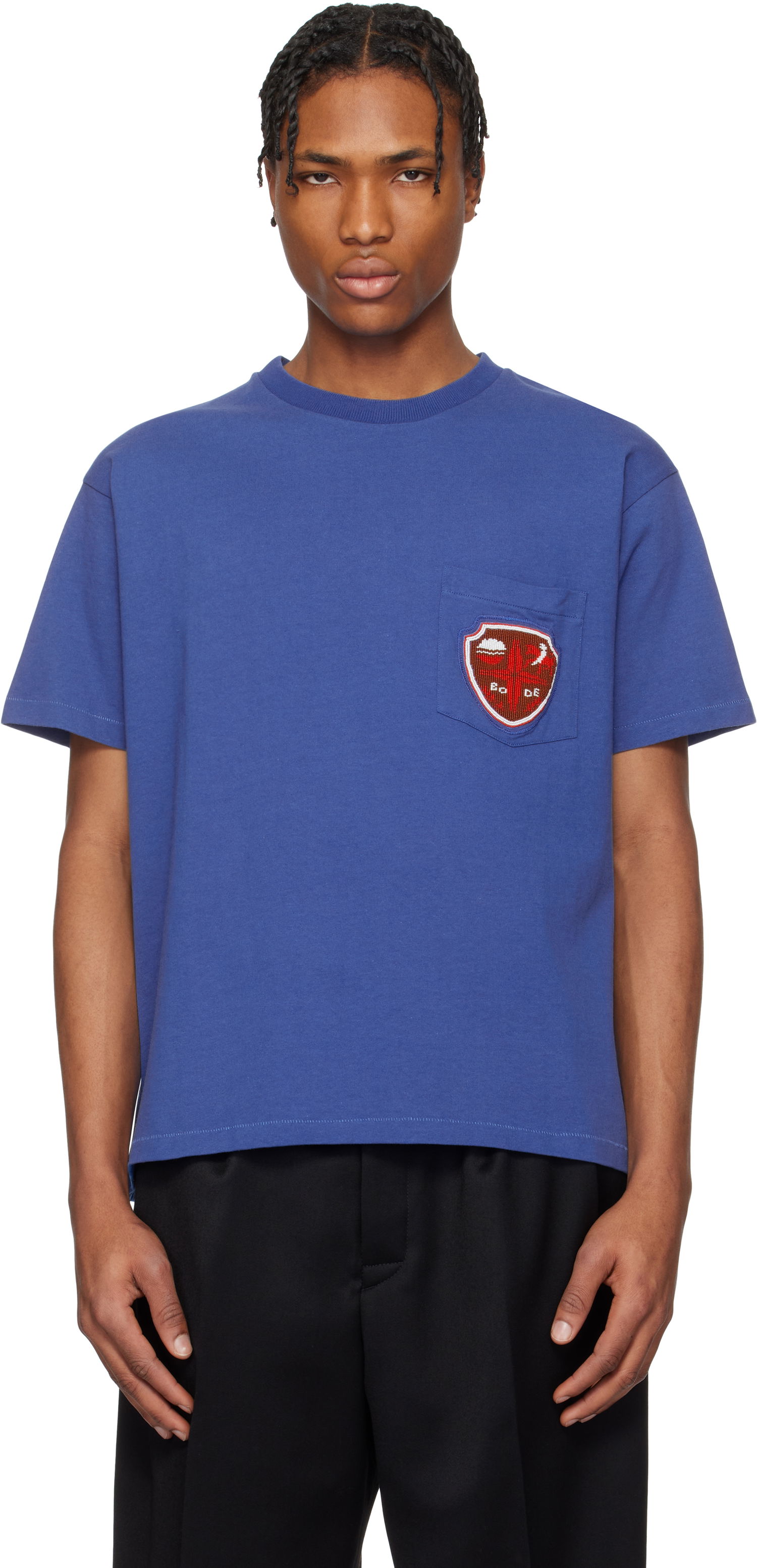 T-shirt Bode Bode Crest Pocket T-Shirt Blå | MRS25CS048, 0