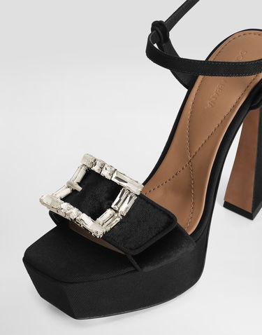 Tilbehør Dolce & Gabbana Dolce & Gabbana Velvet Platform Sandals With Jeweled Buckle Sort | CR1836A9S2080999, 3