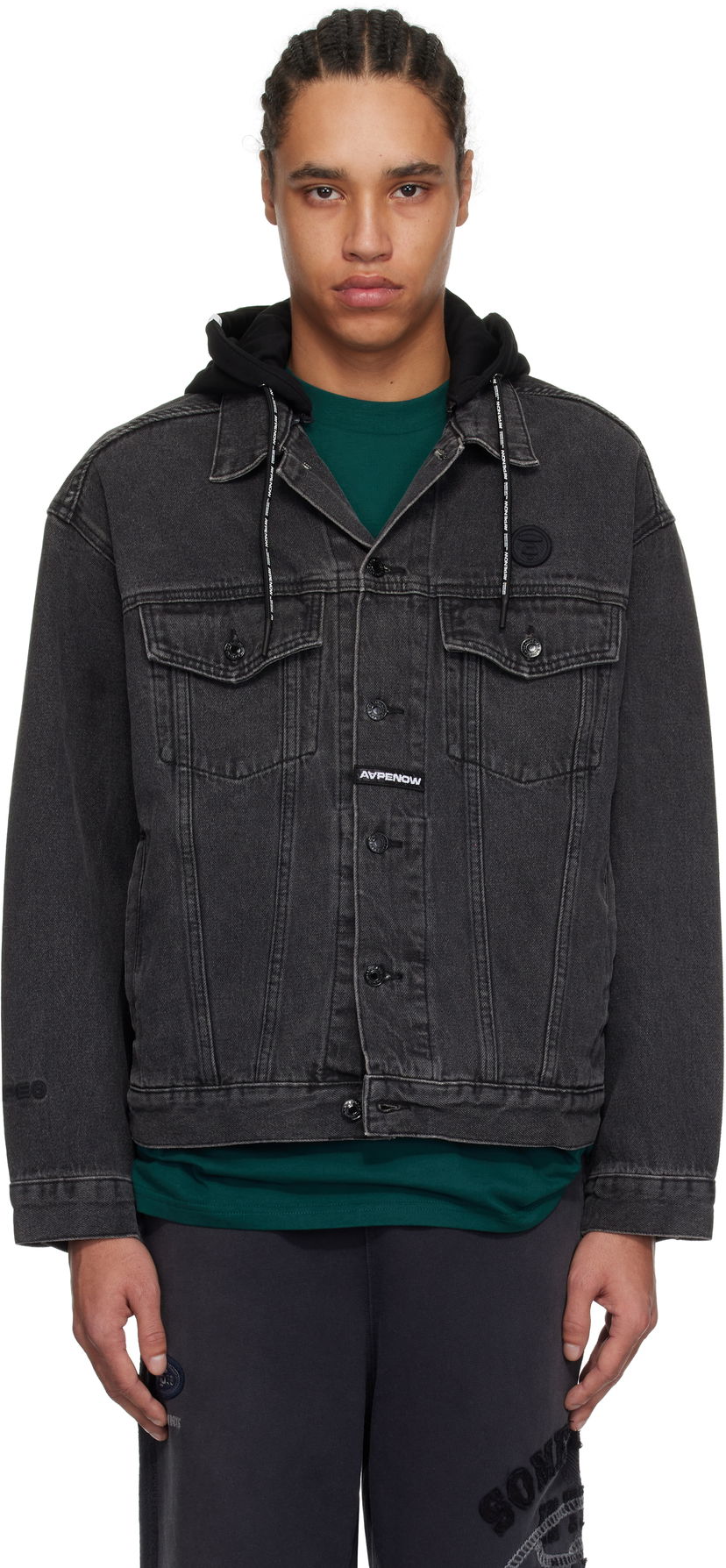 Jakke AAPE by A Bathing Ape AAPE by A Bathing Ape 'AAPE Now' Denim Jacket Sort | AAPLJM7700XXNBKL