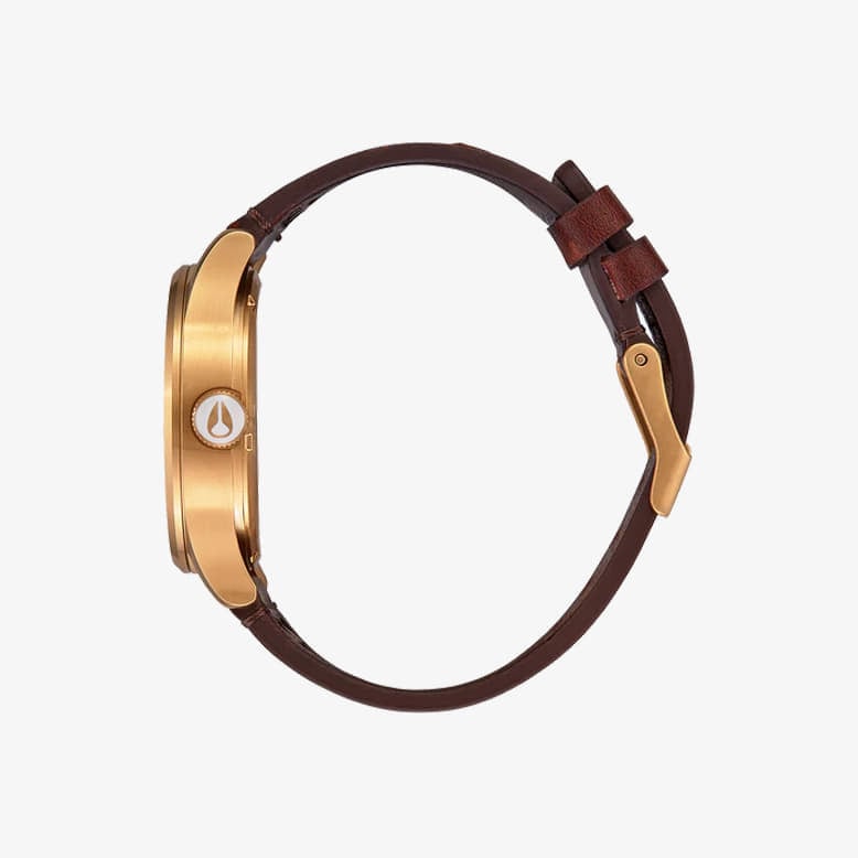 Ur Nixon Sentry Leather Watch Gold/ Indigo/ Brown Universal Brun | A1055033, 1
