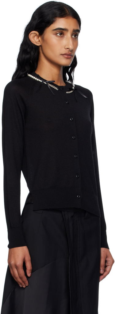 Sweater Simone Rocha Simone Rocha Pearl & Chain Bow Cardigan Sort | KMK13B 0647, 1