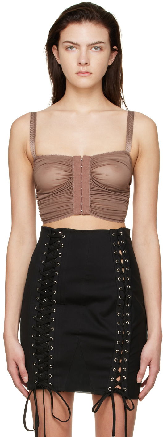 Tanktop Dolce & Gabbana Brown Viscose Tank Top Brun | F751ST HU7J4