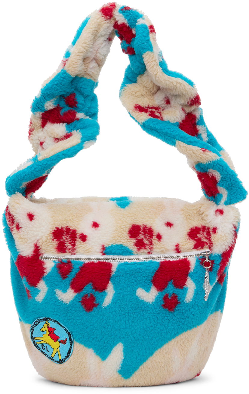 Skuldertaske Chopova Lowena Exclusive Blue & Off-White Bunny Fleece Shoulder Bag Flerfarvet | 1177