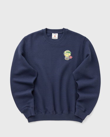 Sweatshirt Casablanca Grid Laurel Patch Sweatshirt Mørkeblå | AW25-JTP-420-02, 1