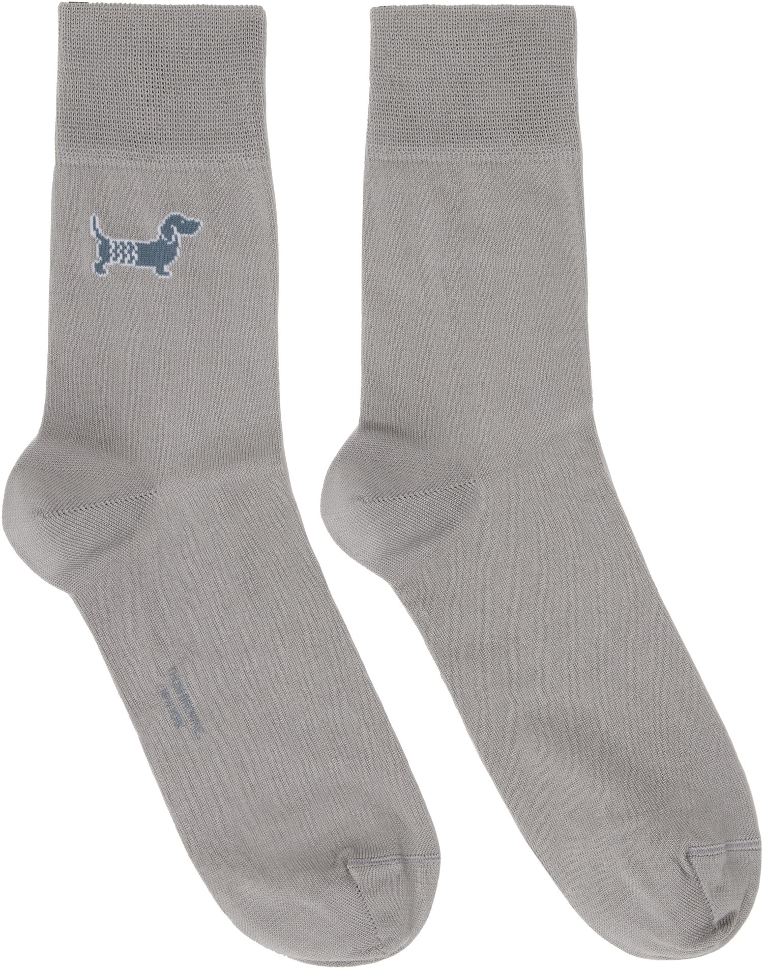 Sokker Thom Browne Cotton Crew Socks With Dog Embroidery Grå | FAS220A-Y3012, 0