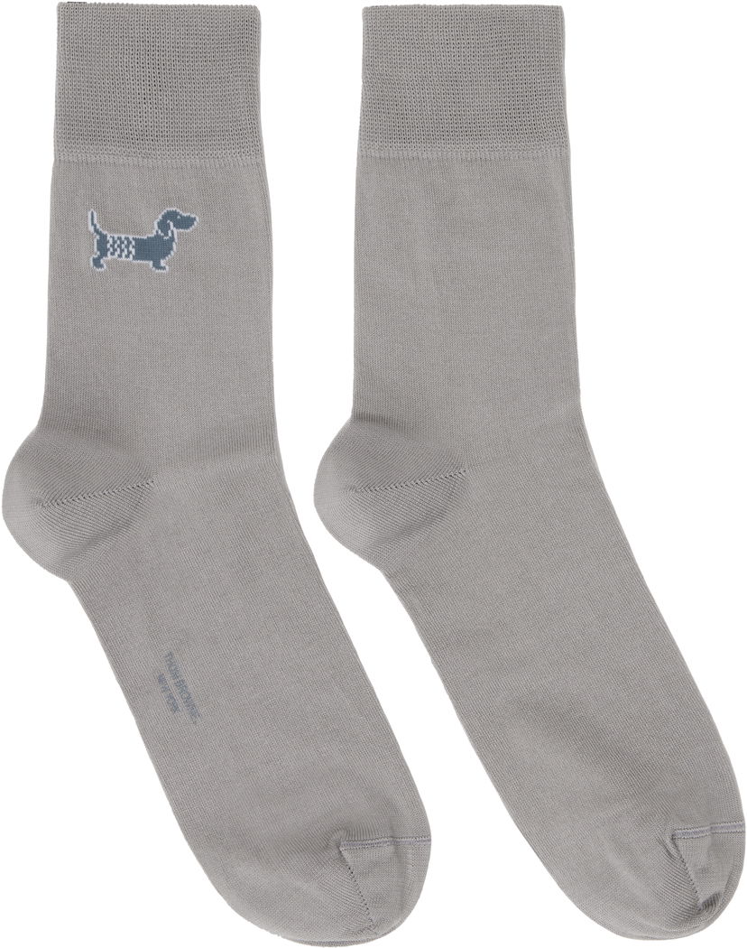 Sokker Thom Browne Cotton Crew Socks With Dog Embroidery Grå | FAS220A-Y3012