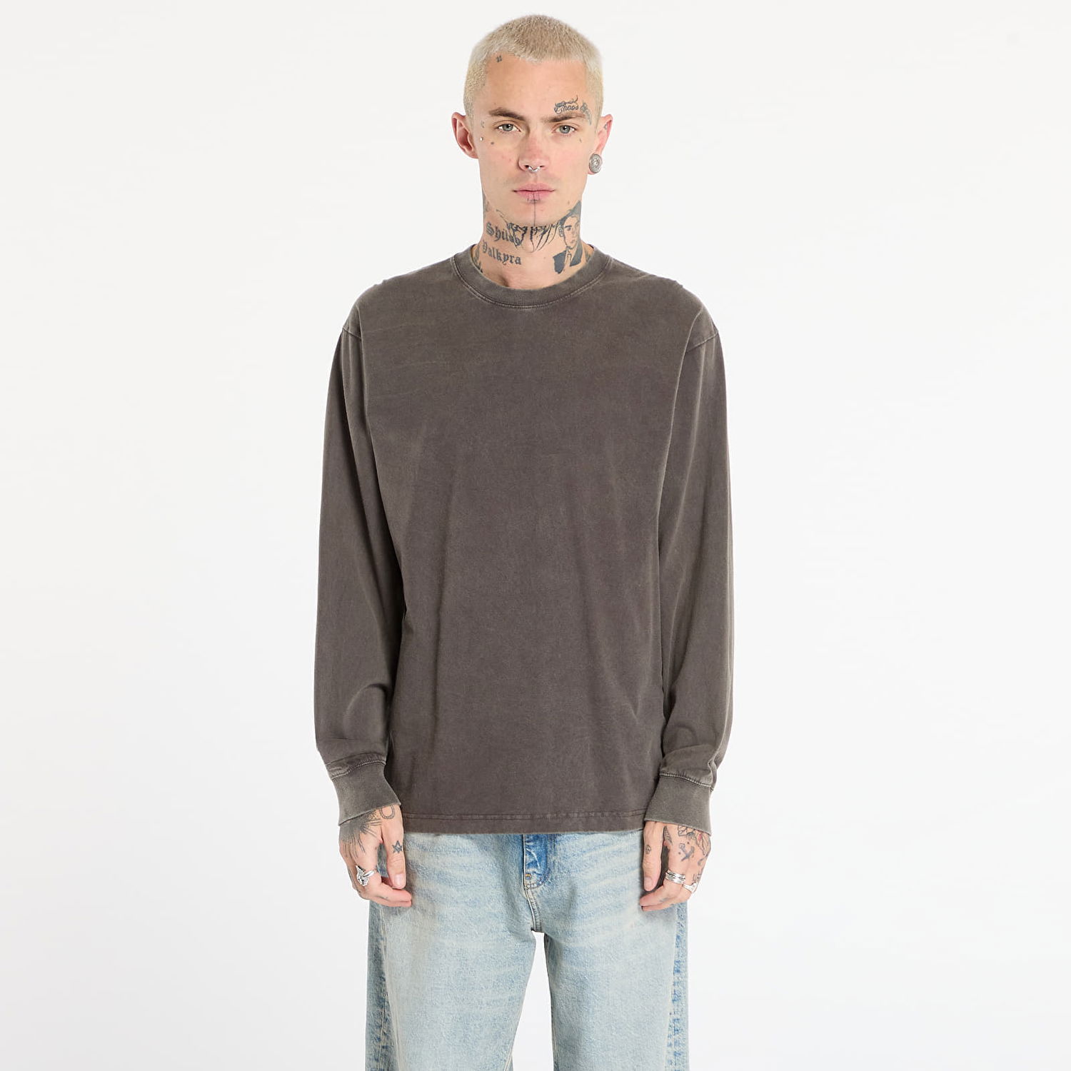 T-shirt Vans Washed Crewneck Long-Sleeve T-shirt XXL Grå | VN000PFKEMV1, 0