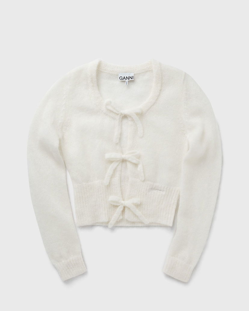 Sweater GANNI Tie String Light Mohair Cardigan Hvid | K2343-135