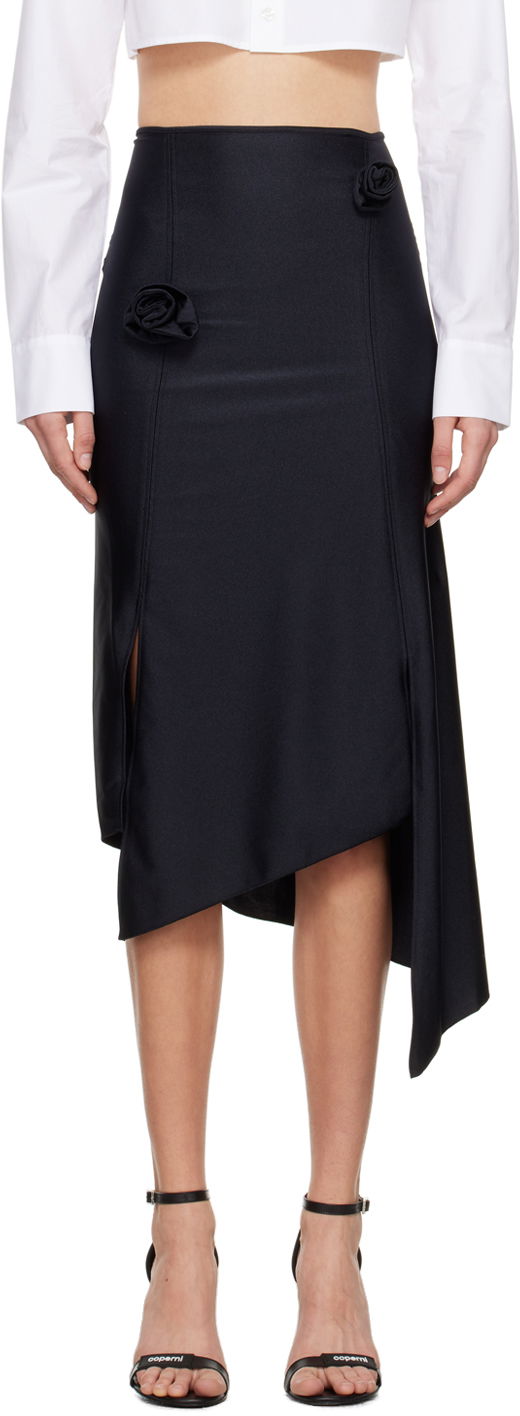 Nederdel Coperni Flower Detail Asymmetrical Midi Skirt Sort | COPJS30545