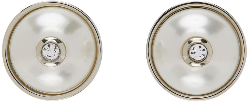 Øreringe We11done We11done Pearl with Crystal Earrings Metalisk | WD-AJ3-22-517-U-SV, 0