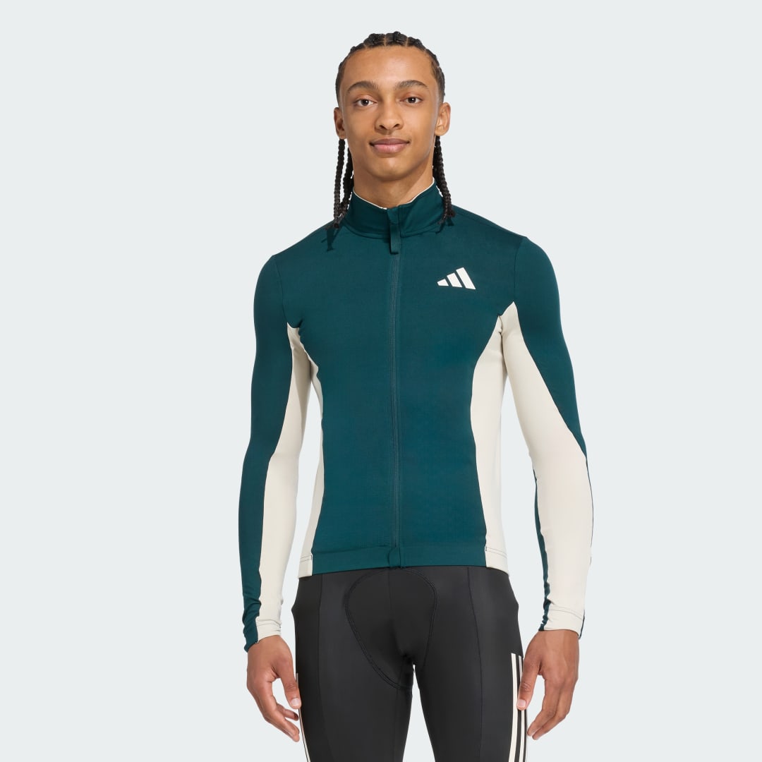 Jersey adidas Performance Tempo 3-Stripes Cycling Longsleeve Jersey Grøn | JM5404, 0
