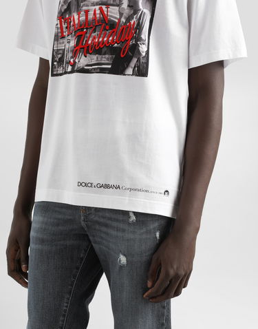 T-shirt Dolce & Gabbana Dolce & Gabbana Cotton T-Shirt with "Italian Holiday" Print Hvid | G8PN9TG7O4TW0800, 3