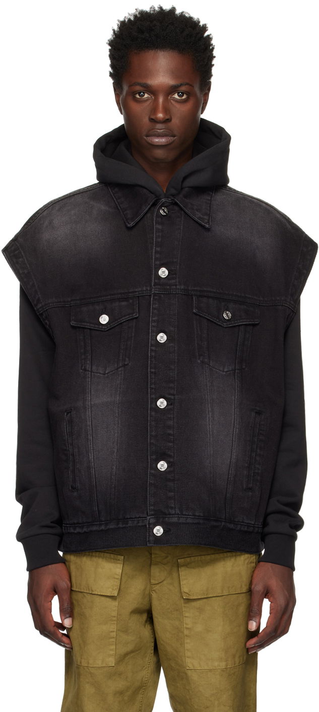 Vest We11done We11done Oversized Trucker Denim Vest Sort | WD-DV3-22-385-U-BK