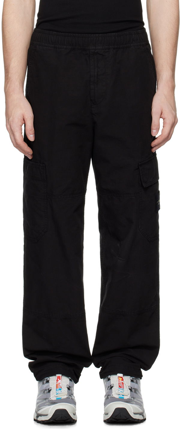 Cargo bukser Stone Island Black Relaxed-Fit Cargo Pants Sort | 811532212
