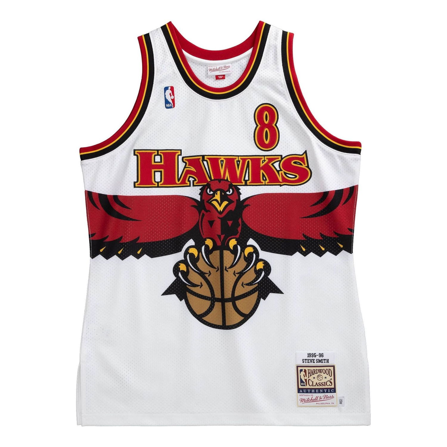Jersey Mitchell & Ness NBA Atlanta Hawks 1995-96 Steve Smith 8 Jersey Hvid | AJY4SB19087-AHAWHIT95SSM, 0