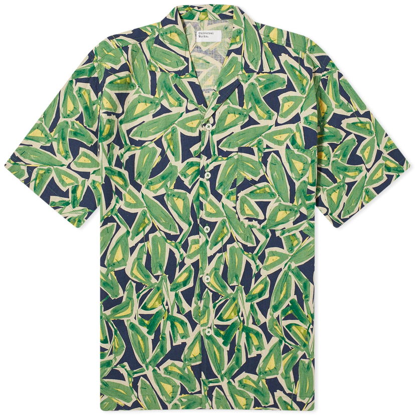 Skjorte Universal Works Universal Works Artist Flower Minari Shirt, Size Large Grøn | 30173-NVY