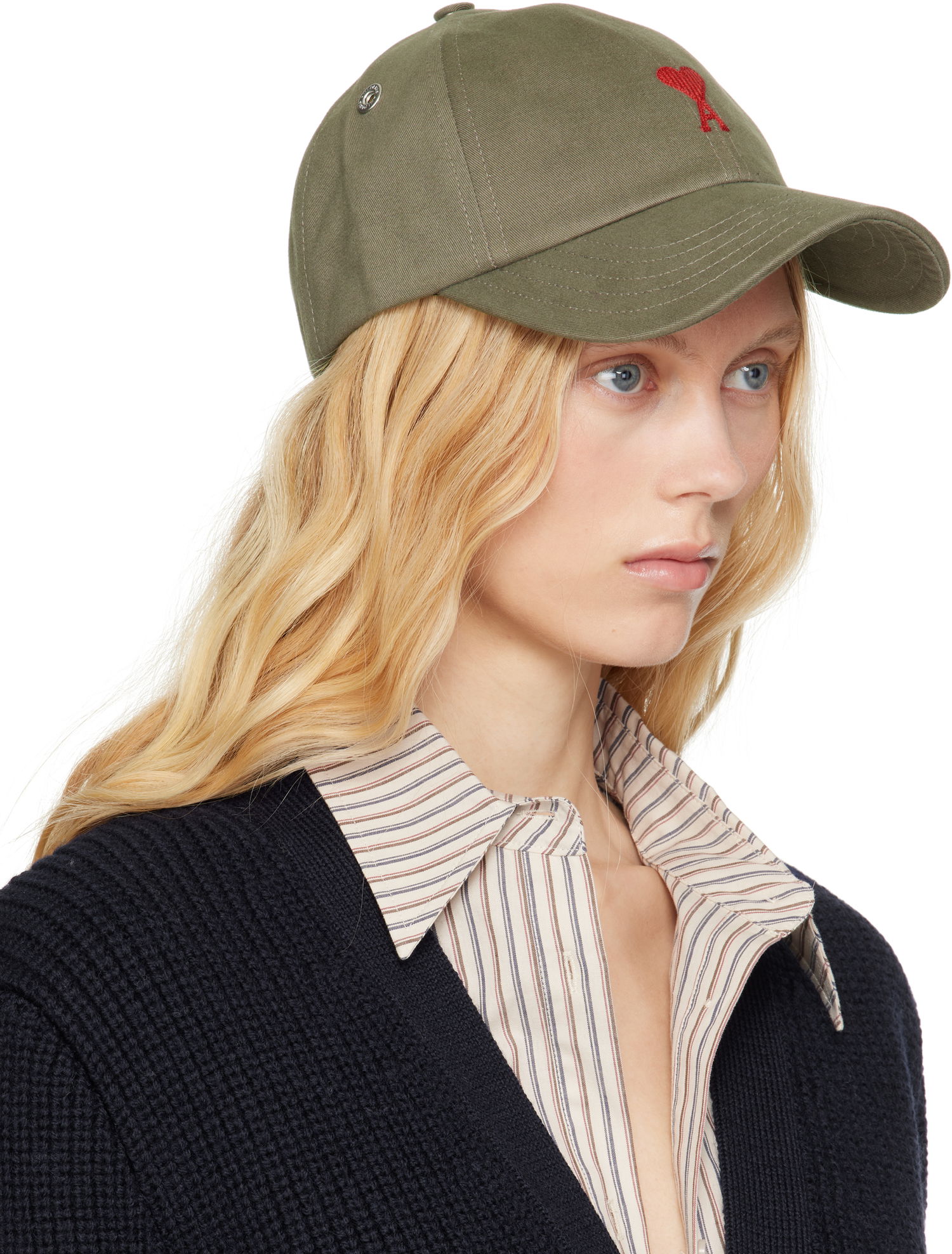 Kasket AMI AMI Paris Ami de Coeur Embroidered Cap Grøn | UCP116.AW0041, 1