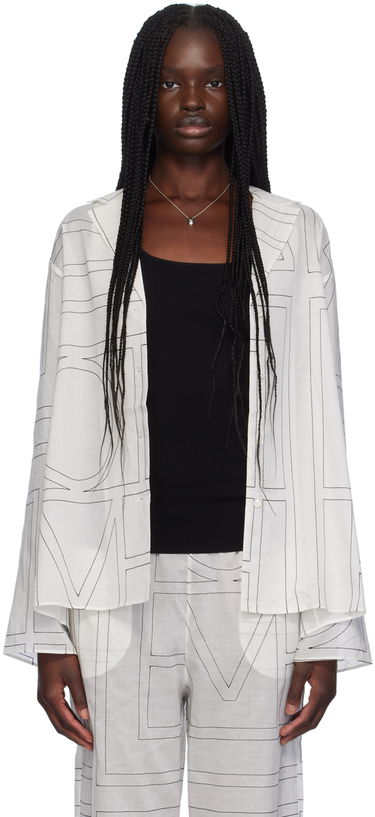 Skjorte TOTEME TOTEME Monogram Print Long Sleeve Shirt Hvid | 243-WRT976-FB0239, 0