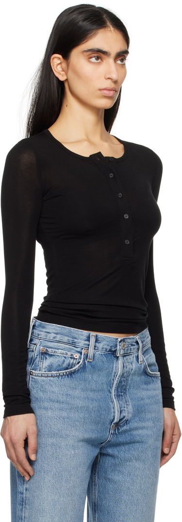 T-shirt AGOLDE AGOLDE Faustine Henley Top Sort | A7339-1618, 1
