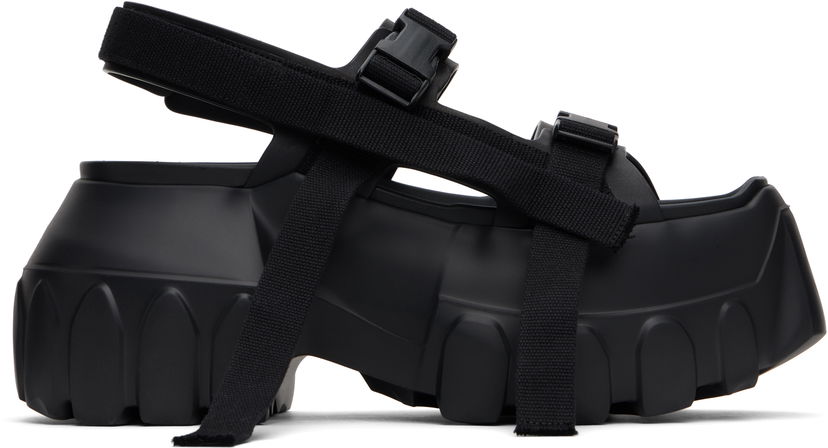 Sneakers og sko Rick Owens Rick Owens Hollywood Mega Tractor Sandals Sort | RU01E5866 LOO