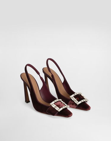Tilbehør Dolce & Gabbana Dolce & Gabbana Velvet Slingbacks With Jeweled Buckle Bourgogne | CG0859A9S208Z331, 1