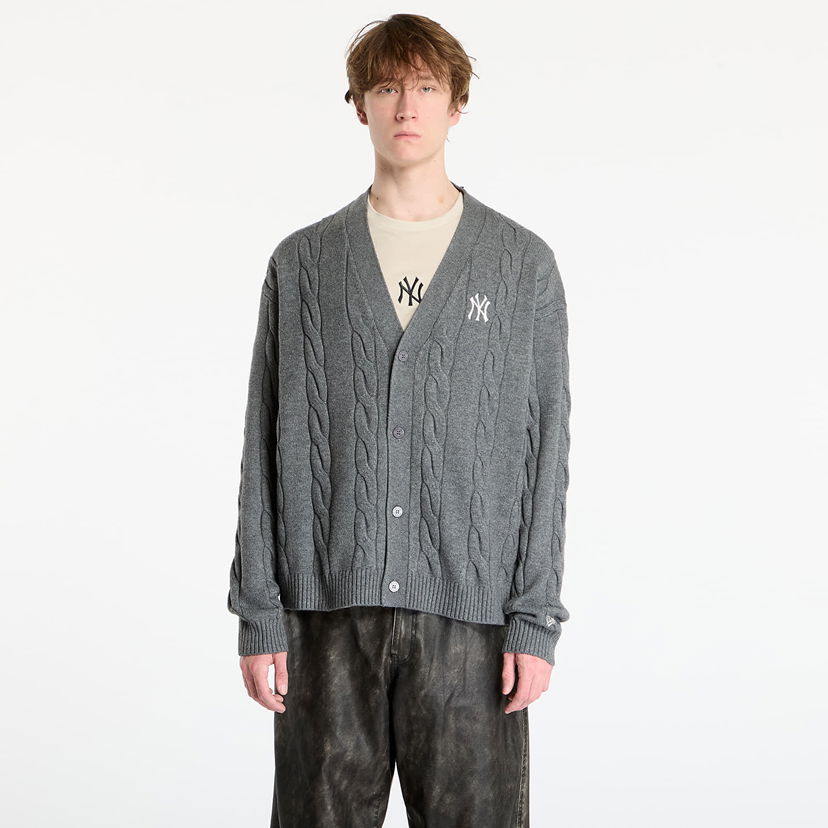 Sweater New Era MLB New York Yankees Cable Knit V-Neck Cardigan Grå | 60758743