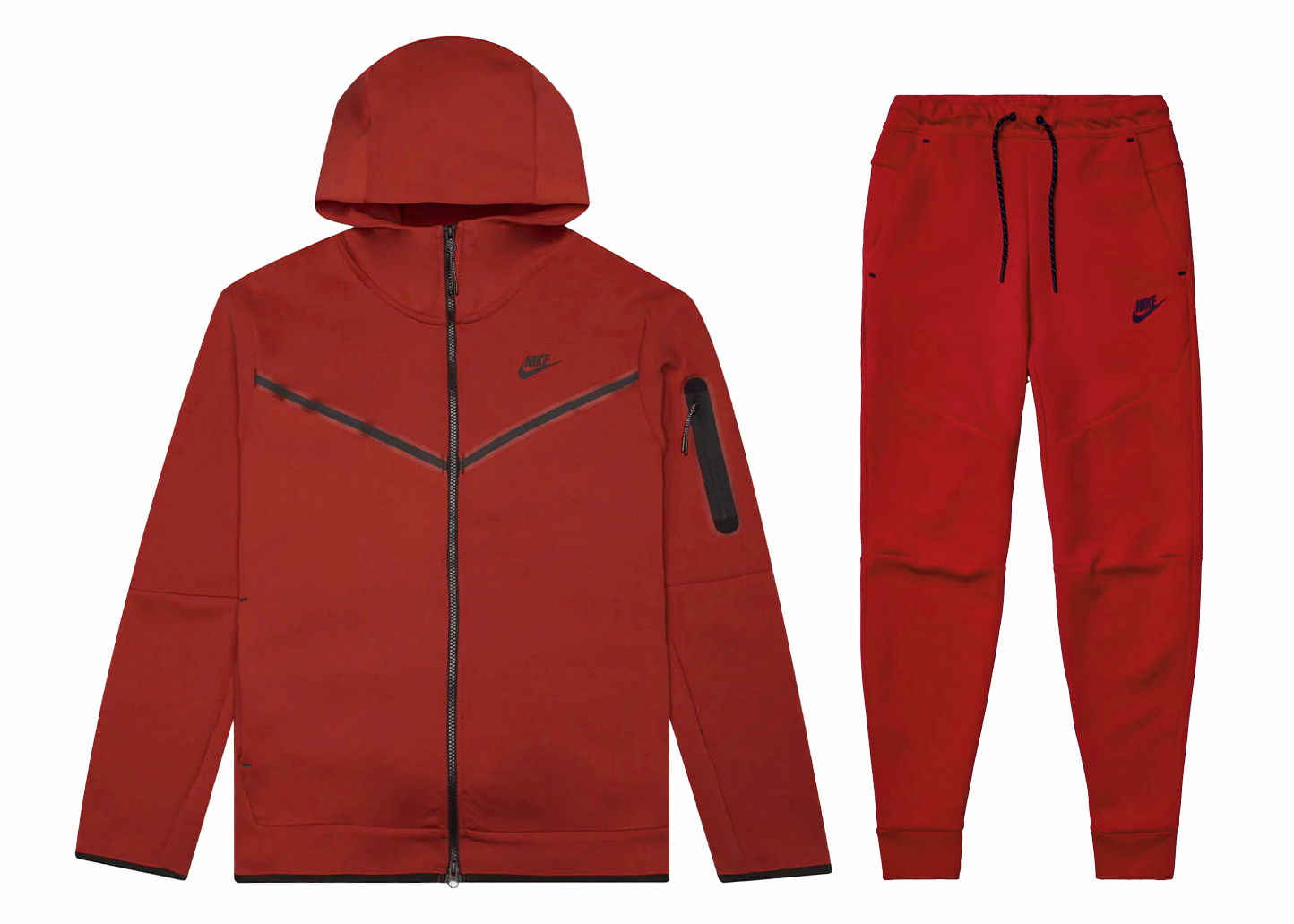 Sweatshirt Nike Sportswear Tech Fleece Full Zip Hoodie & Joggers Set Gym Red/Black Rød | CU4489-687/CU4495-687, 0