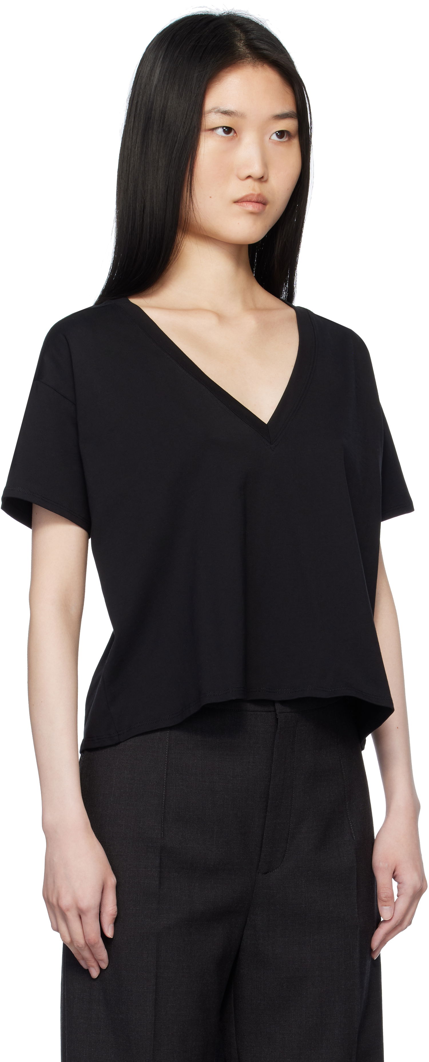 T-shirt Loulou de Saison Loulou de Saison Faaa V-Neck T-Shirt Sort | FAAA, 1