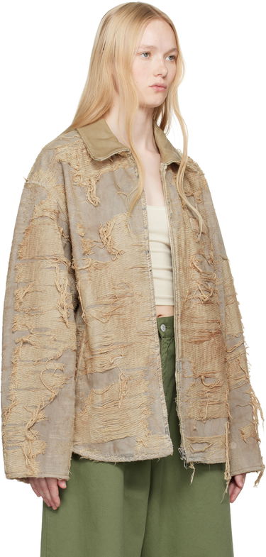 Jakke Diesel Diesel D-Ivar-Fsg Distressed Denim Jacket Beige | A18111 007AZ, 1