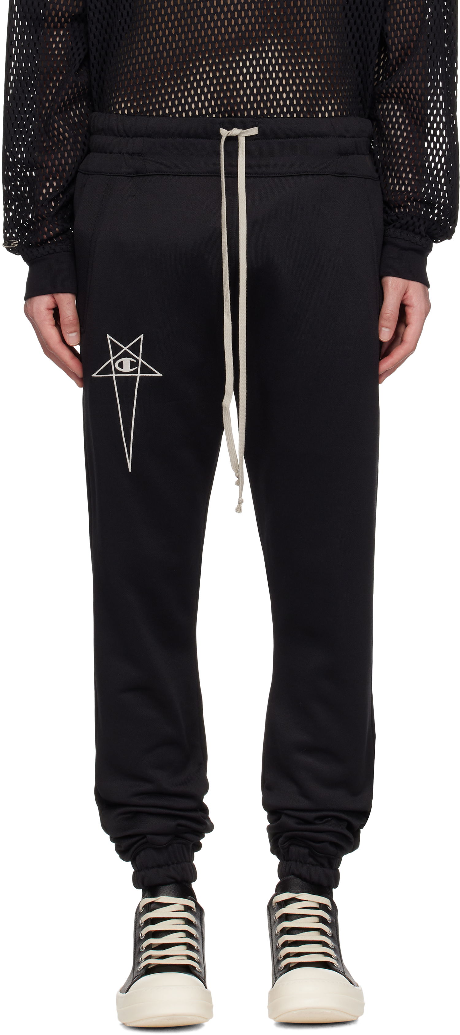 Joggingbukser Rick Owens Rick Owens Champion Edition Joggers Sweatpants Sort | CM01E1684 CHJS SHINY SWEAT JERSE, 0