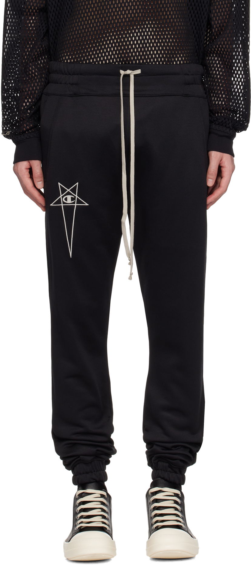 Joggingbukser Rick Owens Rick Owens Champion Edition Joggers Sweatpants Sort | CM01E1684 CHJS SHINY SWEAT JERSE
