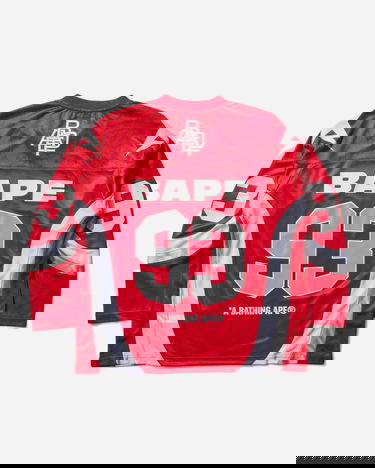 Jersey BAPE Jacquard Relaxed Fit Ice Hockey Jersey with 93 and Lightning Bolt Details Rød | 1L80111313 RED, 2
