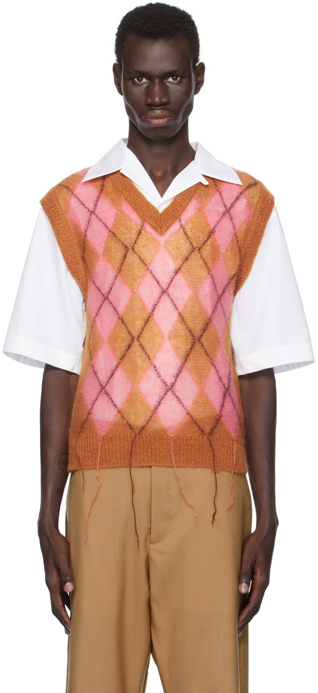 Vest Marni Argyle Vest Brun | CVMG0129Q0 UFU175