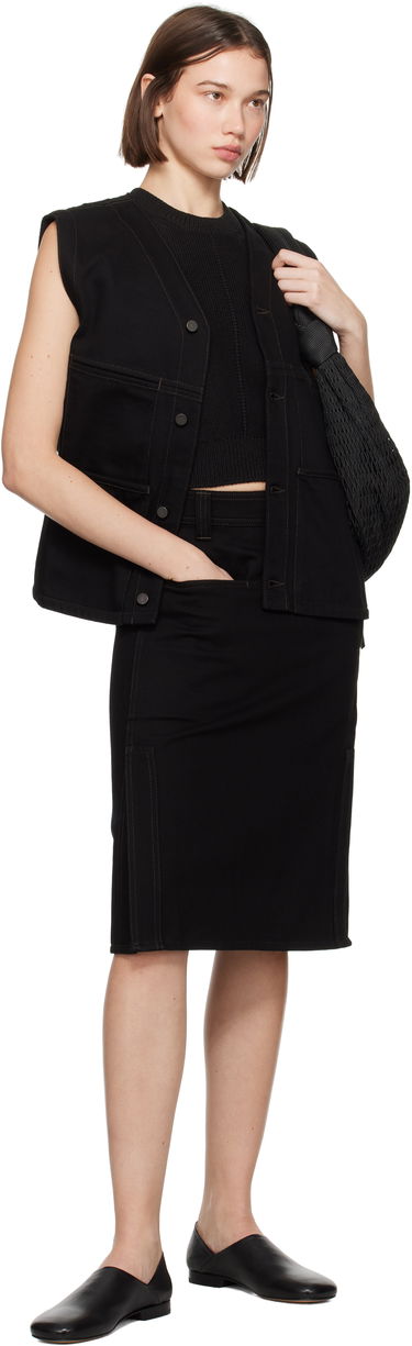 Nederdel LEMAIRE Straight Denim Midi Skirt Sort | SK1040 LD1004, 3