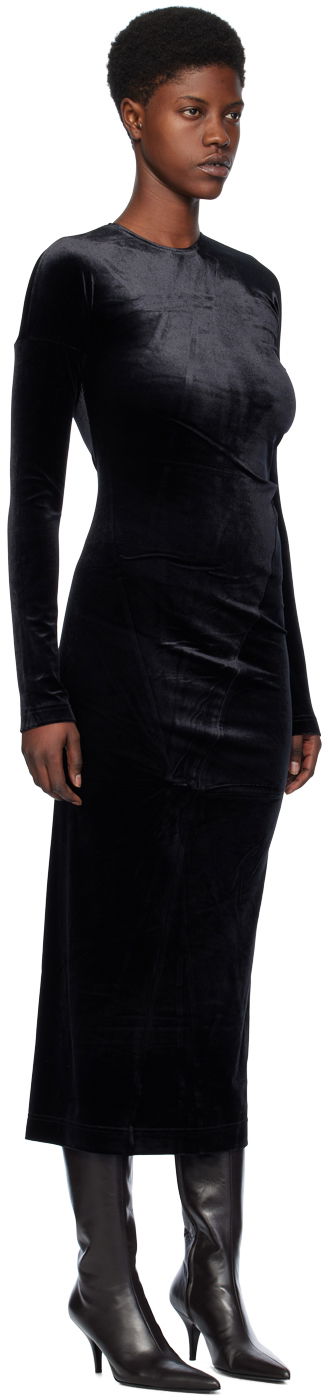 Kjole TOTEME Twisted Velvet Midi Dress Sort | 234-WRD824-FB0078, 1