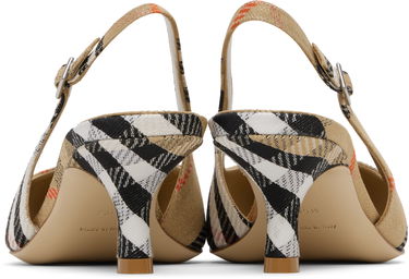 Sneakers og sko Burberry Burberry Birdie Check Slingback Pumps Beige | 8106171, 1