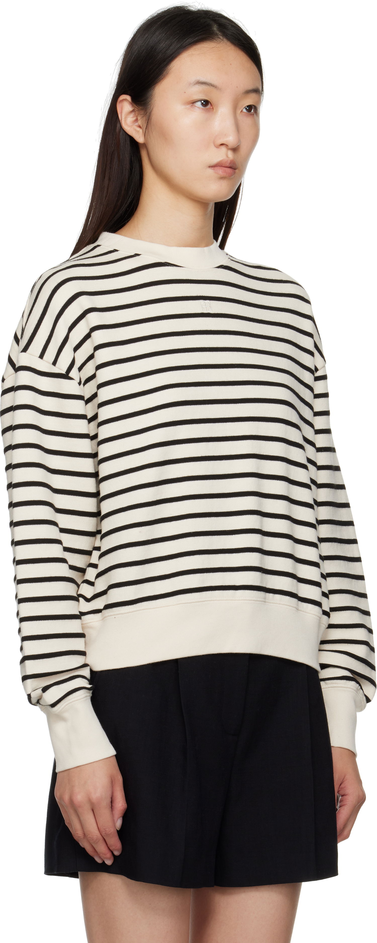 Sweatshirt Anine Bing ANINE BING Dean Striped Sweatshirt Hvid | A-08-11436-MTL69, 1