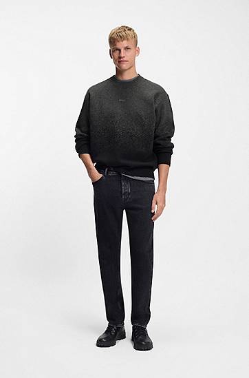 Sweater BOSS Wool-blend sweater with gradient pattern Grå | 50548701, 1