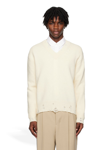 Sweater AMI Cut-Out Sweater Hvid | UKS227.KN0016