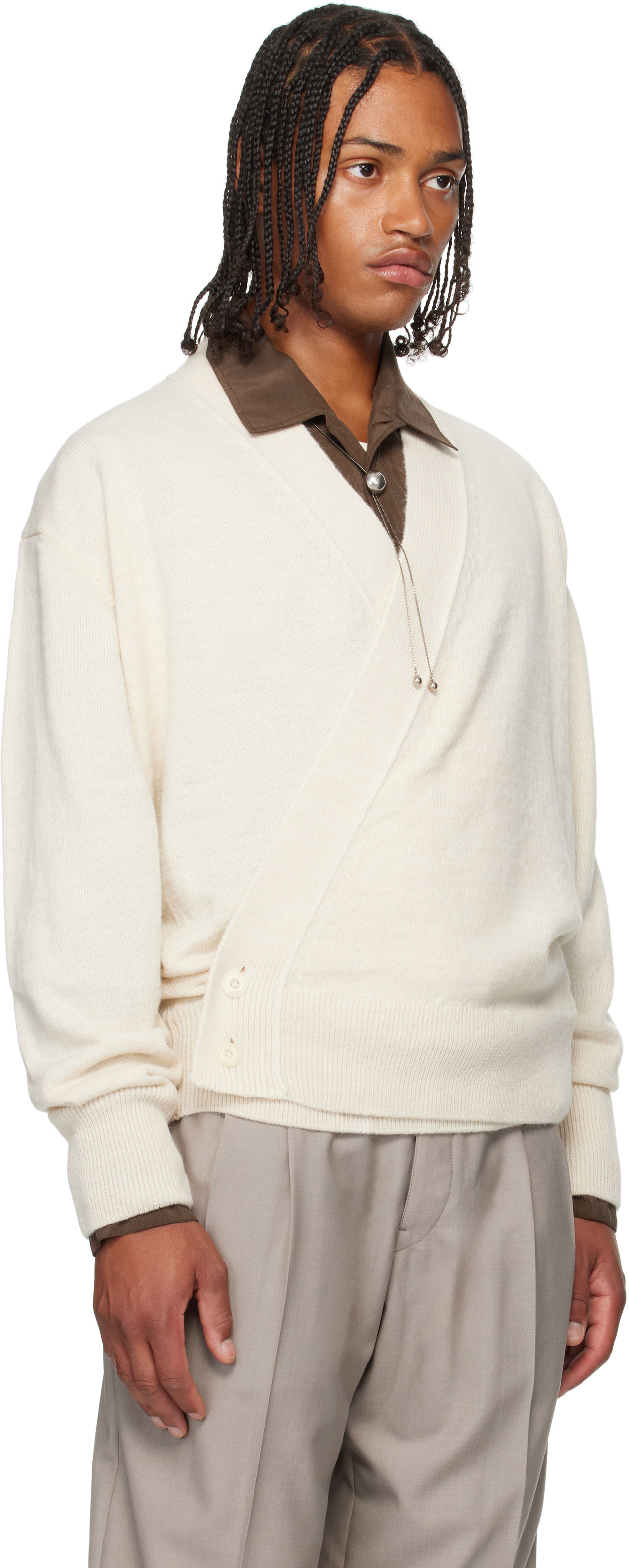 Sweater LEMAIRE Lemaire Wrap Cardigan Hvid | TO1476 LK1028, 1