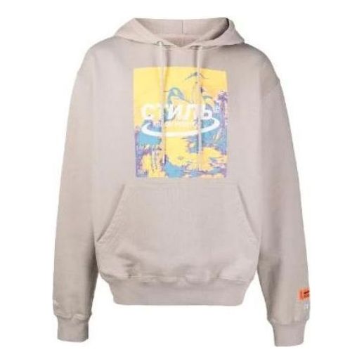 Sweatshirt HERON PRESTON Heron Preston Halo Herons Graphic Print Hoodie Beige | HMBB015R21JER0016116