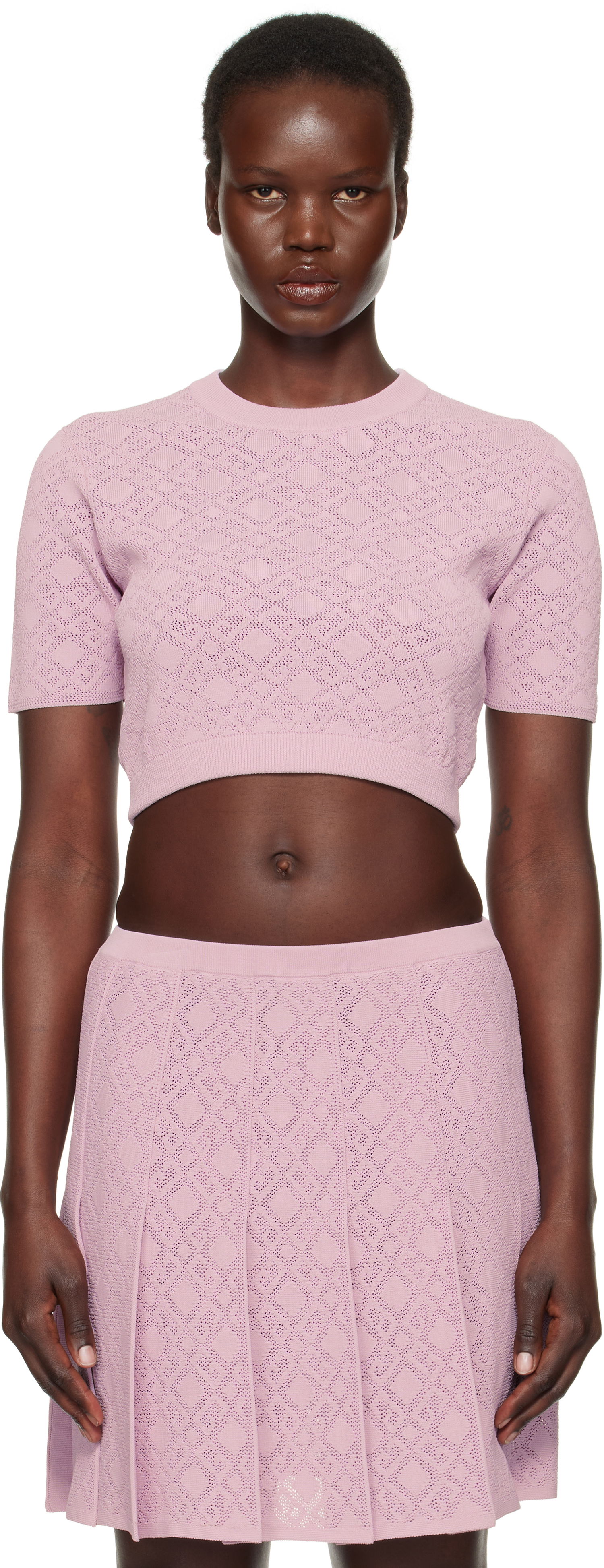 Sweater Givenchy Cropped Jacquard Sweater Lyserød | BW90TT4ZPN533, 0