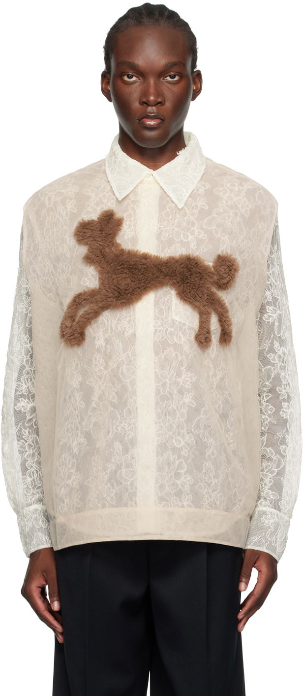 Skjorte Simone Rocha Simone Rocha Creature Embroidery Lace Shirt Hvid | 5294F 0069