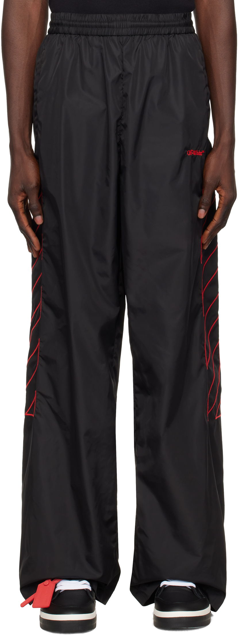 Bukser Off-White Outlined Diag Track Pants Sort | OMCJ019F24FAB0011025