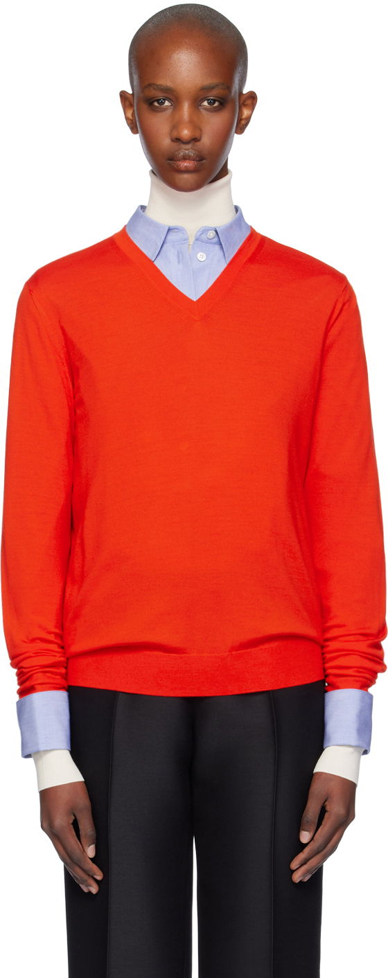 Sweater The Row The Row Haius V-Neck Sweater Rød | 8253-Y590