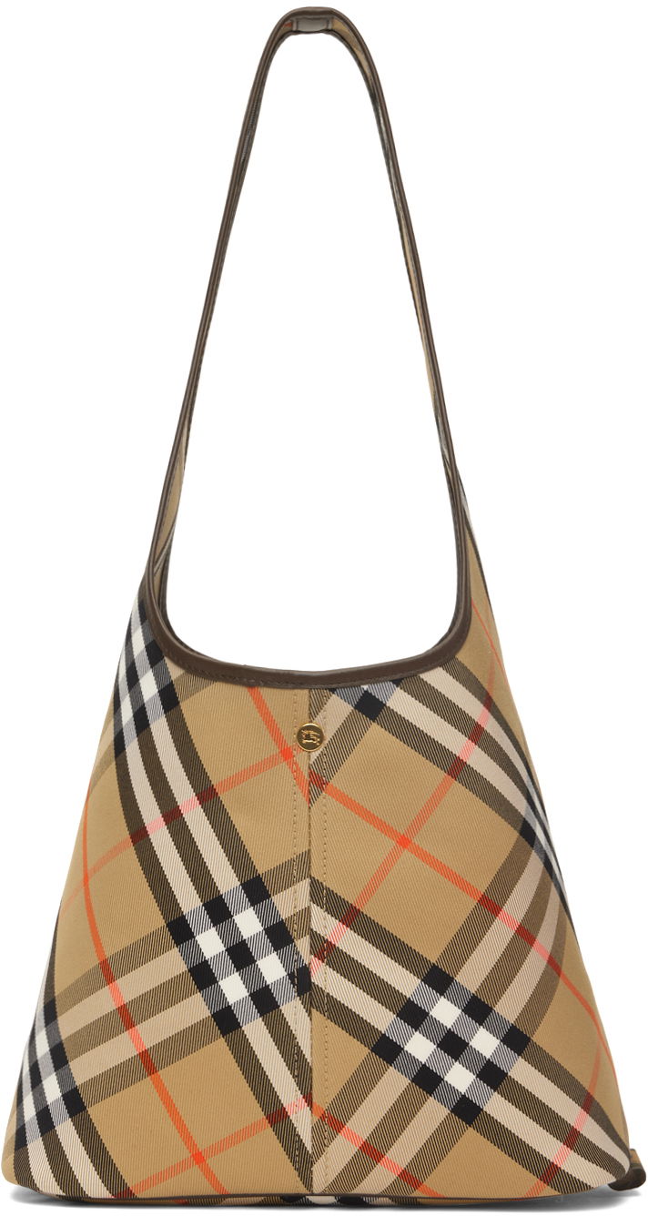 Skuldertaske Burberry Beige Small Check Shoulder Bag Brun | 8094678