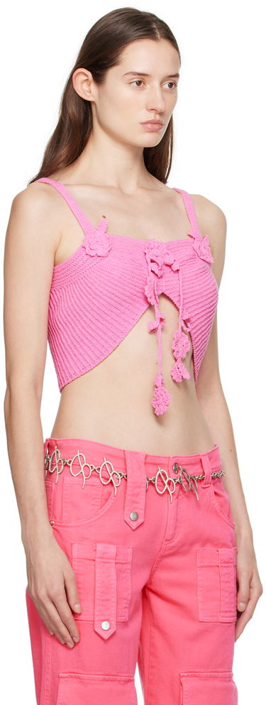Tanktop Blumarine Flower Lace-Up Camisole Beige | P422M417A, 4