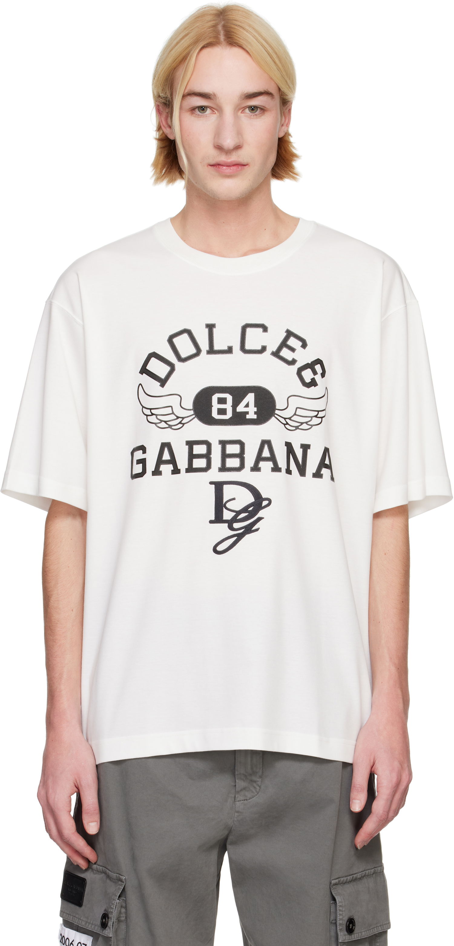 T-shirt Dolce & Gabbana Round Neck T-Shirt with Graphic Print Hvid | G8PN9ZG7NSN, 0