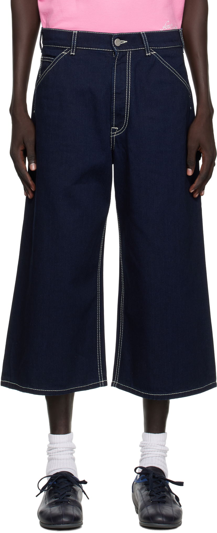 Shorts Acne Studios Acne Studios Embroidered Denim Shorts Mørkeblå | CE0072-